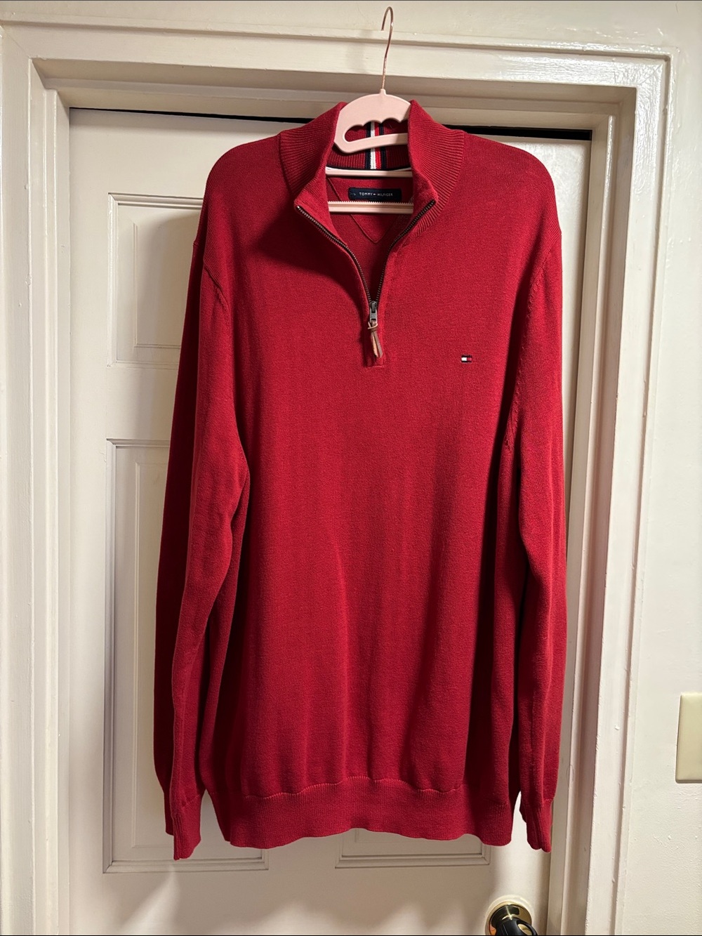 Tommy Hilfiger Men's Deep Red Half-Zip Sweater